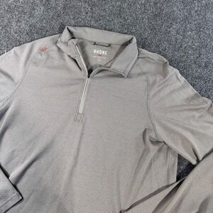 Rhone Mens Quarter Zip Pullover Gray Honeycomb Mesh Performance Shirt Large